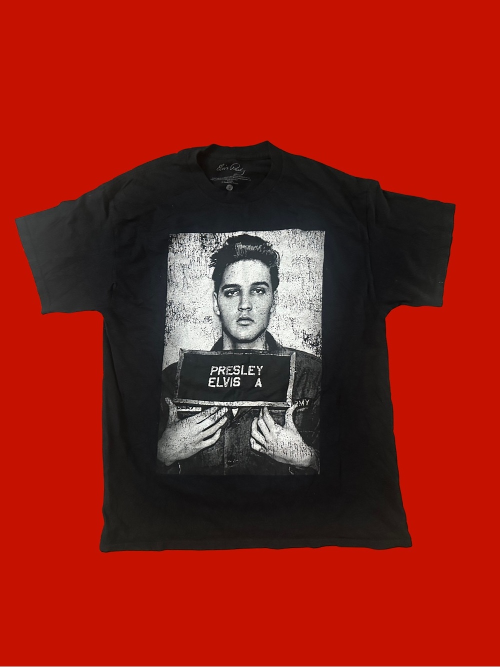Black Short-Sleeve Graphic Tee with Iconic Mugshot Print
